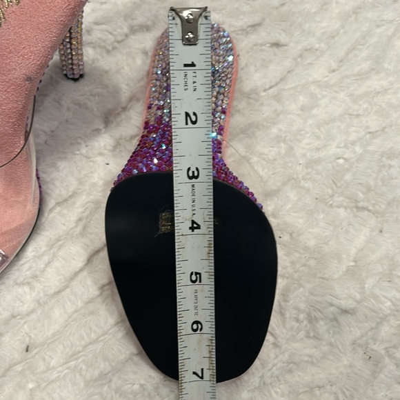 FABULICIOUS DOLLS KILL PINK GALA RHINESTONE CLEAR Cinderella HEELS size 6 - Picture 9 of 10